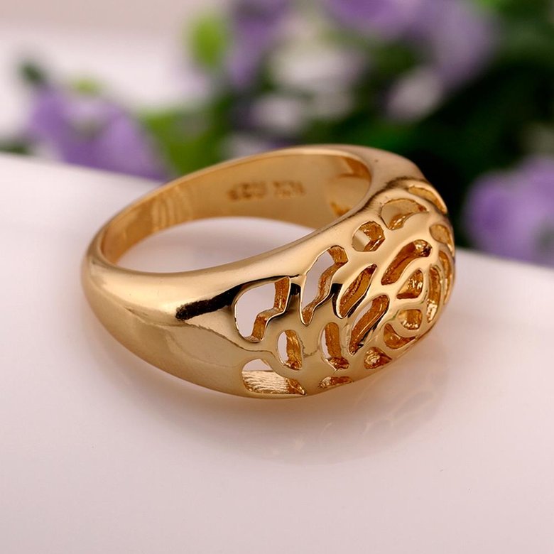 Wholesale Bohemia  style Women's Fashion Romantic Gold Flower Rings Hollowed Round Engagement Finger Ring Wedding Bands Vintage Jewelry TGGPR031 2