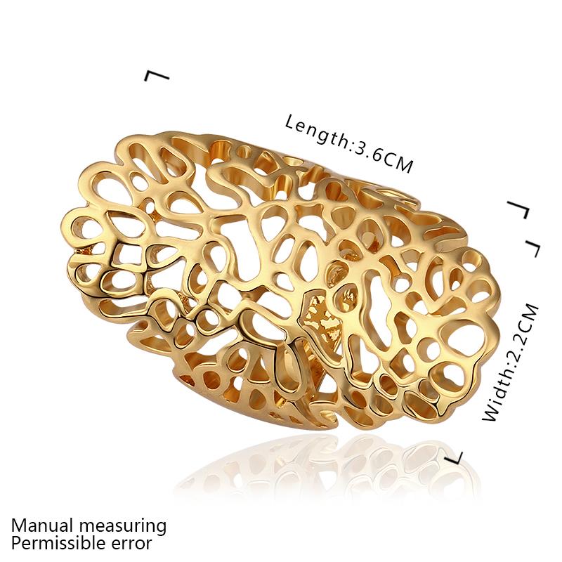 Wholesale Trendy 24K Gold Geometric White Rhinestone Ring  Hollow Ethnic Wedding Ring Vintage Jewelry TGGPR078 0