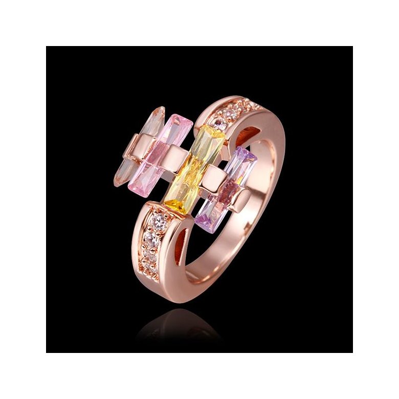 Wholesale Luxury multicolor Romantic Rose Gold CZ Ring  for Women Lovers Gift  Wedding Party jewelry  TGGPR136 0