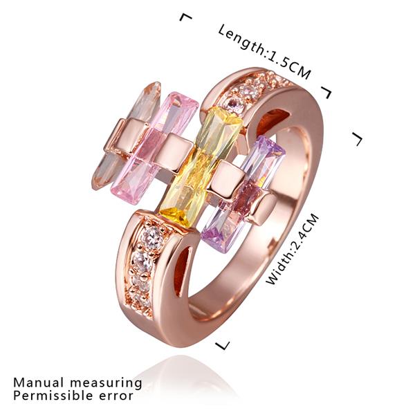 Wholesale Luxury multicolor Romantic Rose Gold CZ Ring  for Women Lovers Gift  Wedding Party jewelry  TGGPR136 1