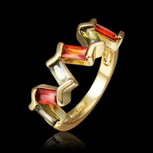 Wholesale New Trendy creative jewelry  Romantic 24K Gold Plant red CZ Ring TGGPR152 1