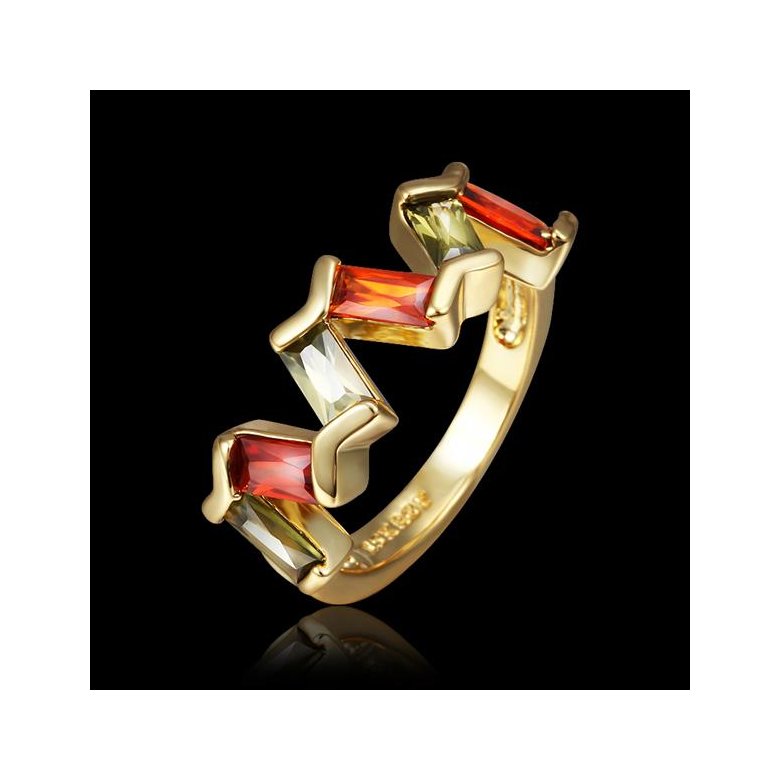 Wholesale New Trendy creative jewelry  Romantic 24K Gold Plant red CZ Ring TGGPR152 1