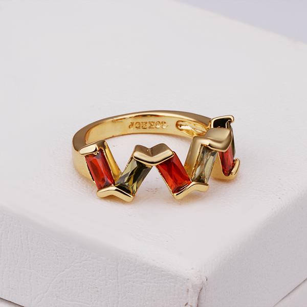 Wholesale New Trendy creative jewelry  Romantic 24K Gold Plant red CZ Ring TGGPR152 2
