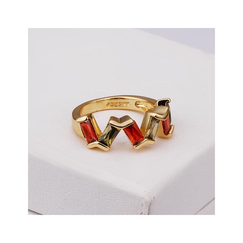 Wholesale New Trendy creative jewelry  Romantic 24K Gold Plant red CZ Ring TGGPR152 2