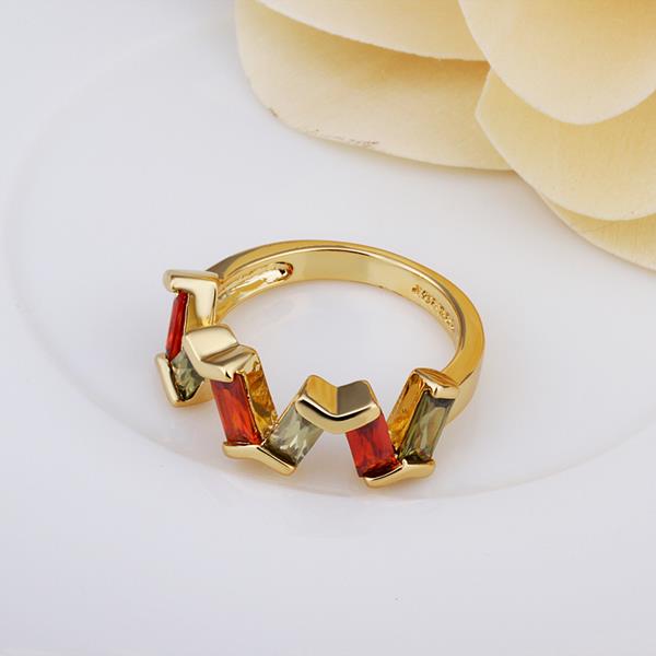 Wholesale New Trendy creative jewelry  Romantic 24K Gold Plant red CZ Ring TGGPR152 3