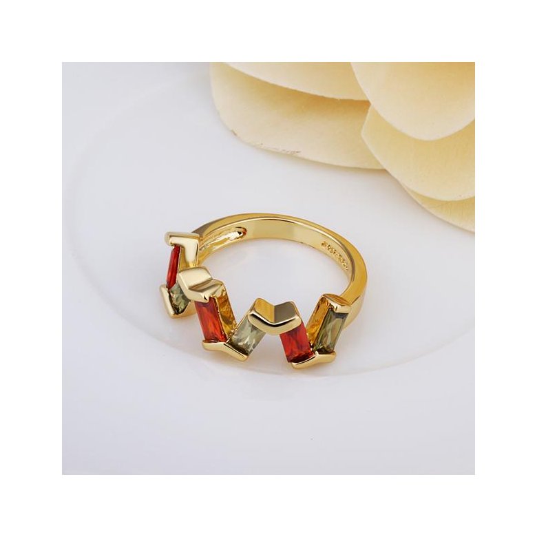 Wholesale New Trendy creative jewelry  Romantic 24K Gold Plant red CZ Ring TGGPR152 3
