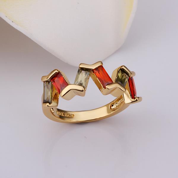 Wholesale New Trendy creative jewelry  Romantic 24K Gold Plant red CZ Ring TGGPR152 4