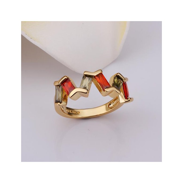 Wholesale New Trendy creative jewelry  Romantic 24K Gold Plant red CZ Ring TGGPR152 4