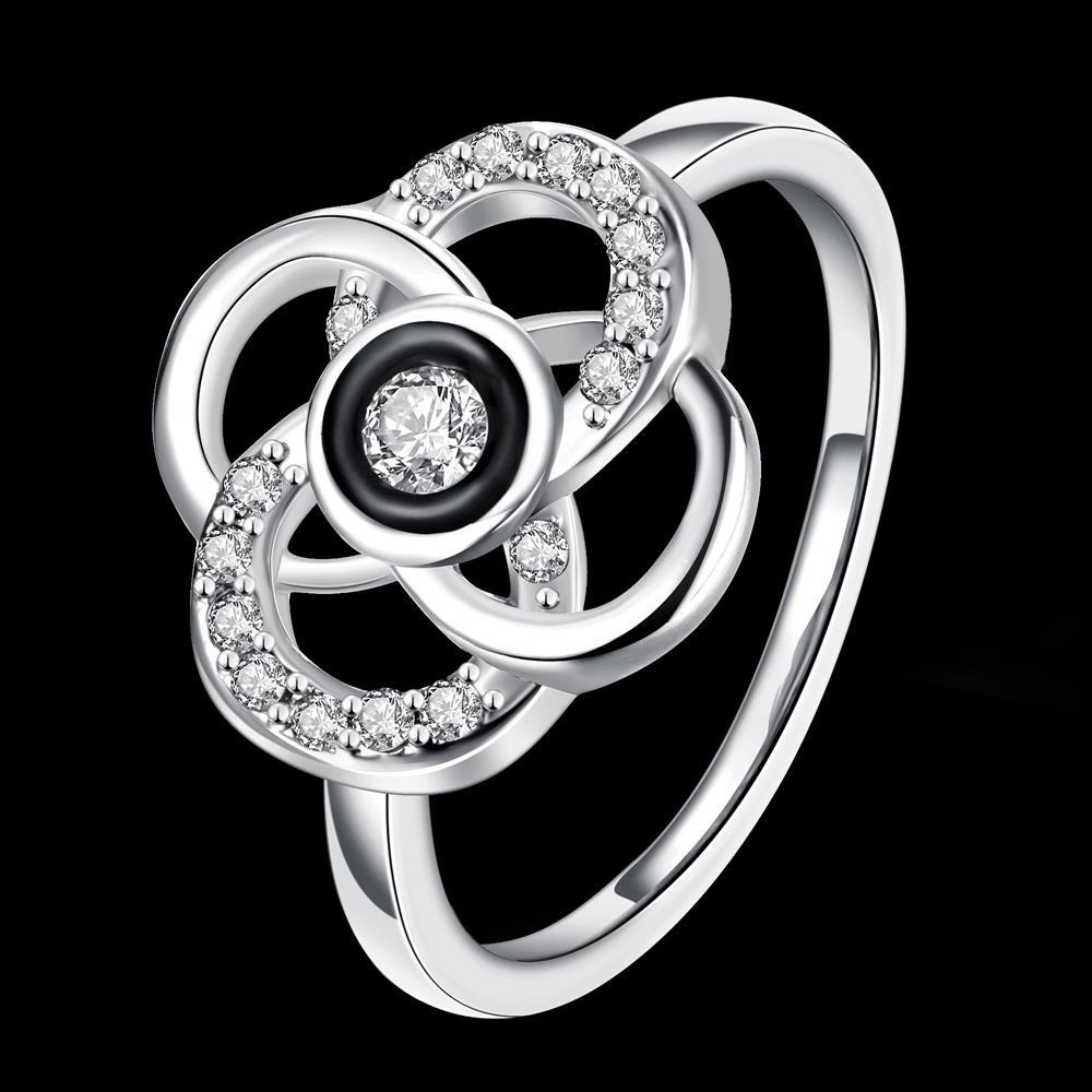 Wholesale Classic Platinum Plant White Rhinestone flower Ring For Women Temperament Jewelry Accessories Gift TGGPR025 1