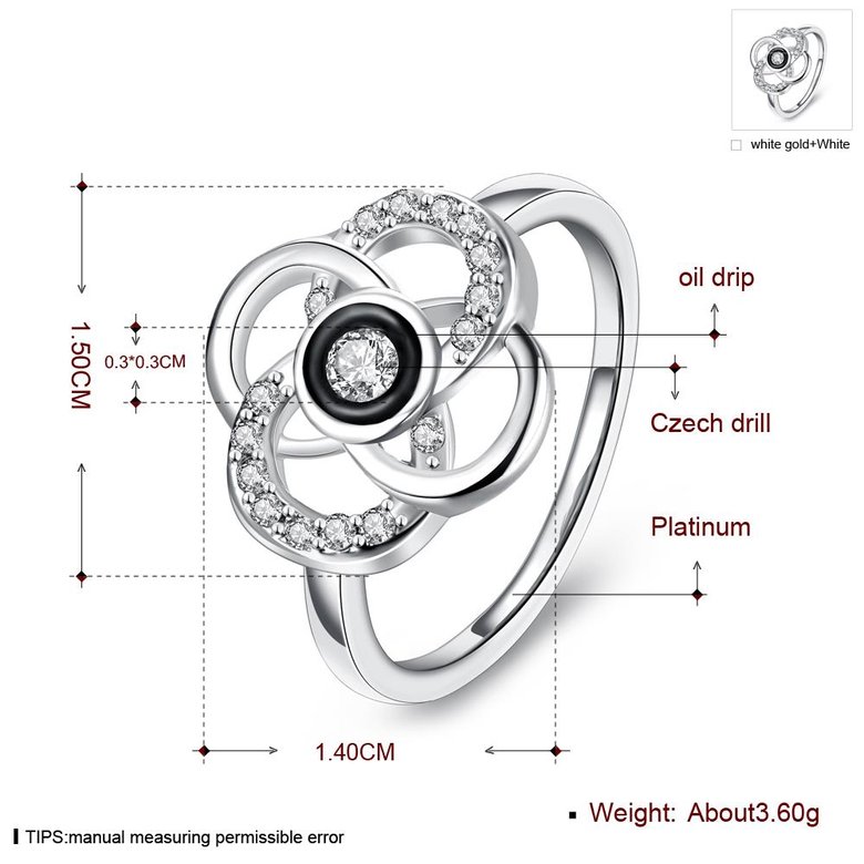 Wholesale Classic Platinum Plant White Rhinestone flower Ring For Women Temperament Jewelry Accessories Gift TGGPR025 2