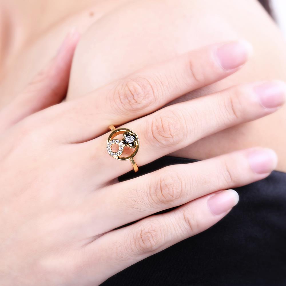 Wholesale Trendy 24K Gold Plant White Rhinestone Ring For Women  Party Wedding Jewelry Drop Shipping TGGPR051 5