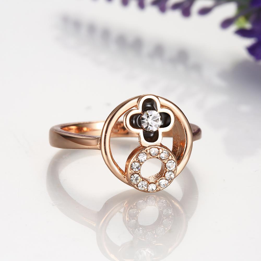 Wholesale Trendy Rose Gold Plant White Rhinestone Ring For Women Party Wedding Jewelry Drop Shipping TGGPR058 1
