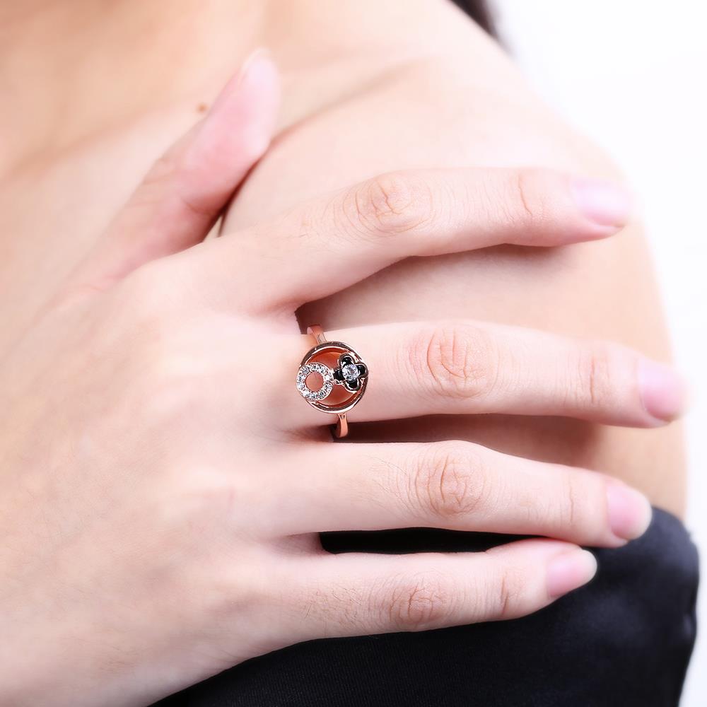 Wholesale Trendy Rose Gold Plant White Rhinestone Ring For Women Party Wedding Jewelry Drop Shipping TGGPR058 3