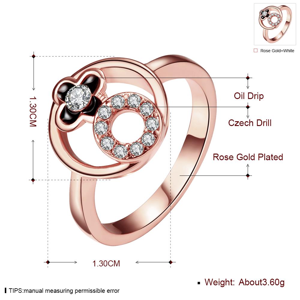 Wholesale Trendy Rose Gold Plant White Rhinestone Ring For Women Party Wedding Jewelry Drop Shipping TGGPR058 5