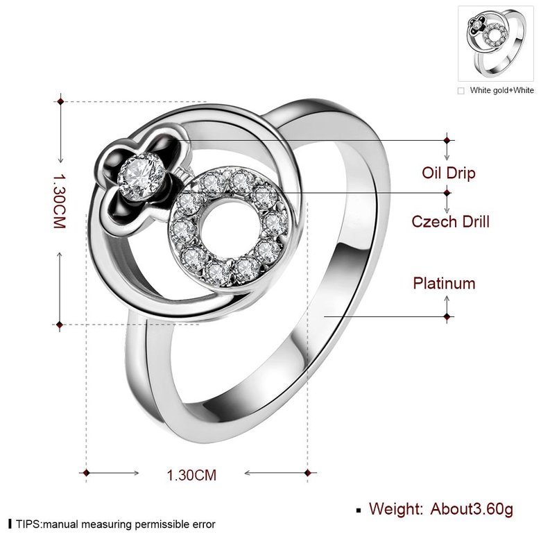 Wholesale Trendy Platinum Plant White Rhinestone Ring For Women Party Wedding Jewelry Drop Shipping TGGPR065 1