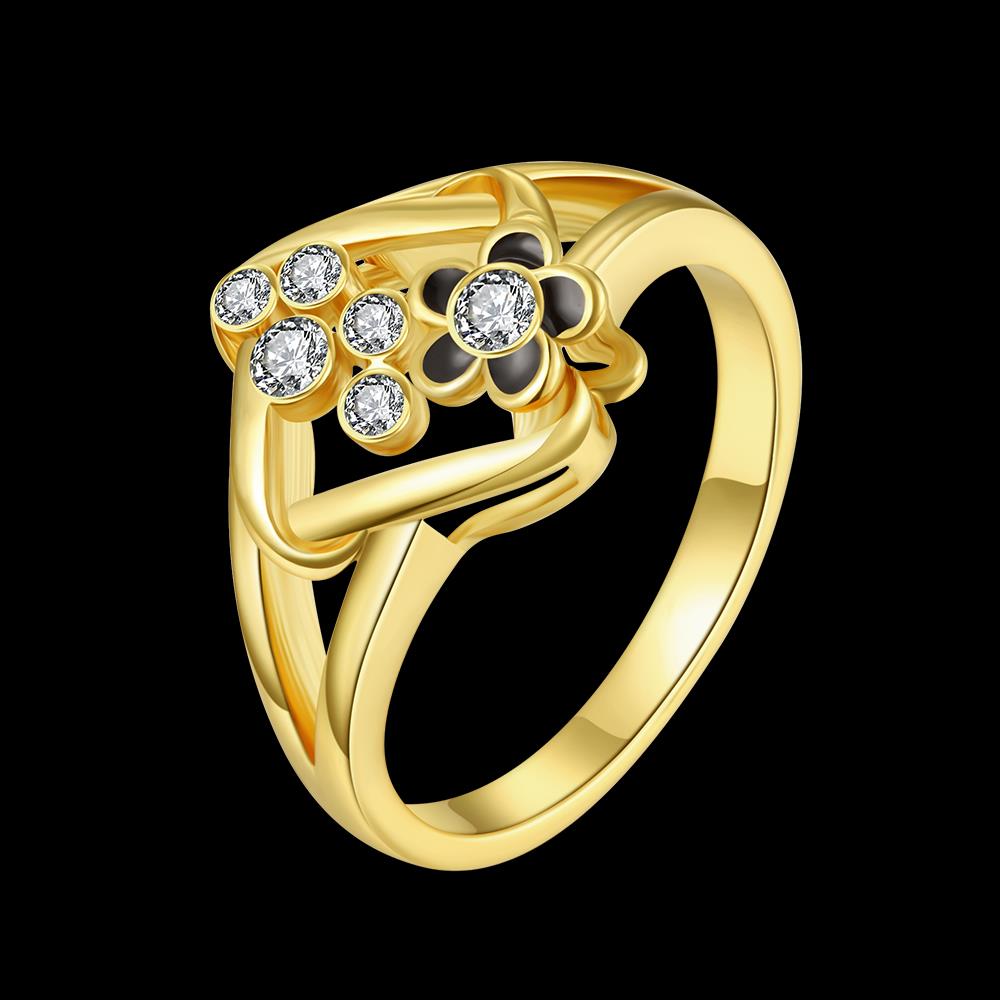 Wholesale Hot Trendy Wedding jewelry Romantic 24K Gold Geometric White Rhinestone Ring TGGPR072 0