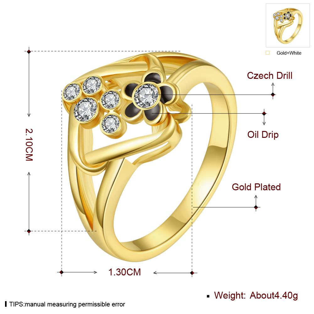 Wholesale Hot Trendy Wedding jewelry Romantic 24K Gold Geometric White Rhinestone Ring TGGPR072 1