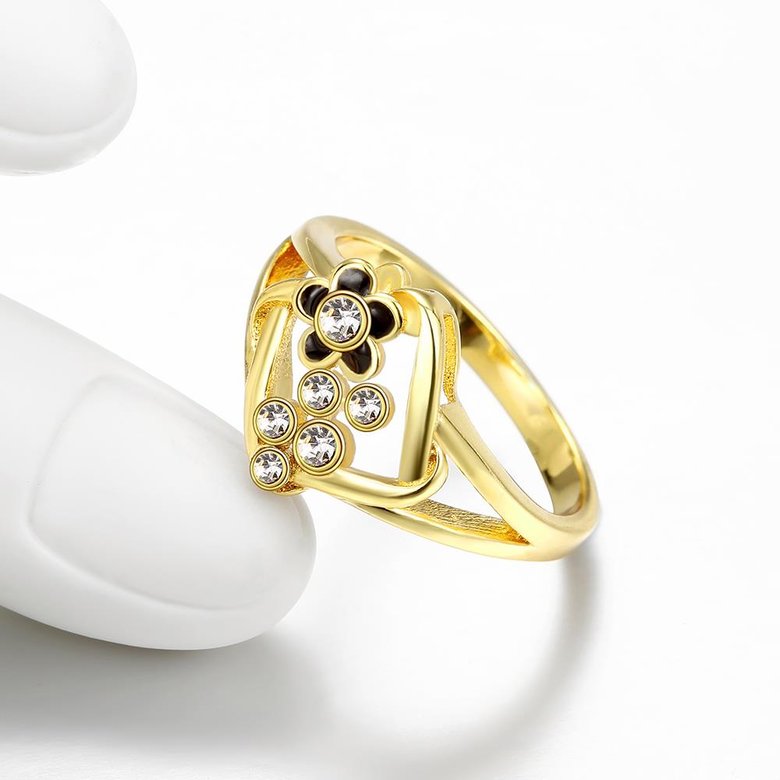 Wholesale Hot Trendy Wedding jewelry Romantic 24K Gold Geometric White Rhinestone Ring TGGPR072 3