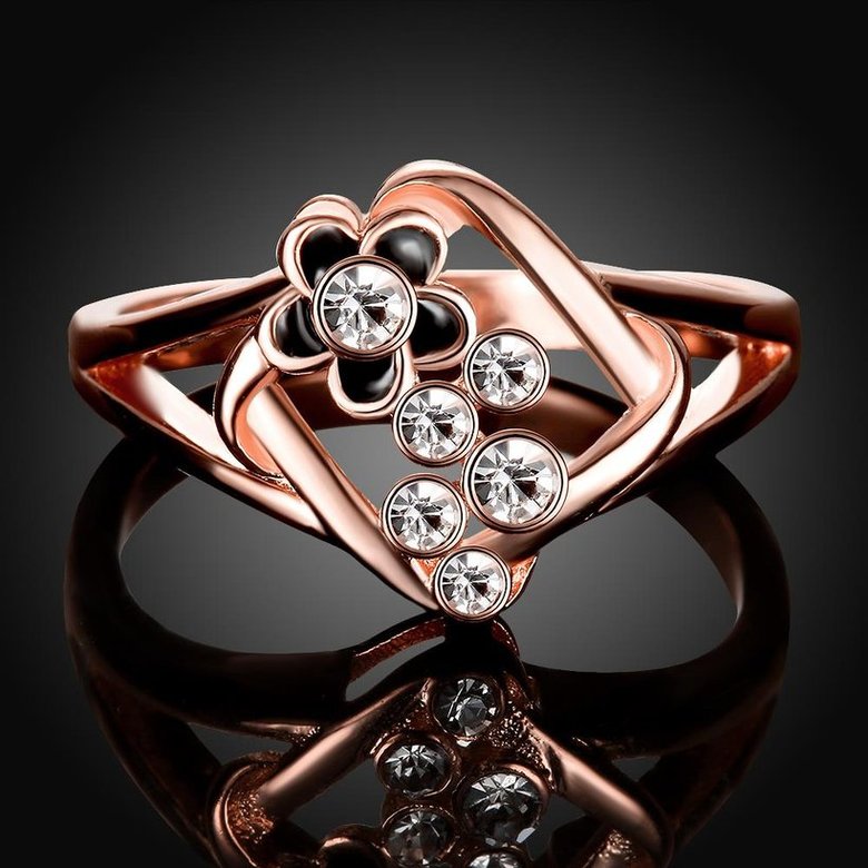 Wholesale Hot Trendy Wedding jewelry Romantic Rose Gold Geometric White Rhinestone Ring TGGPR079 2