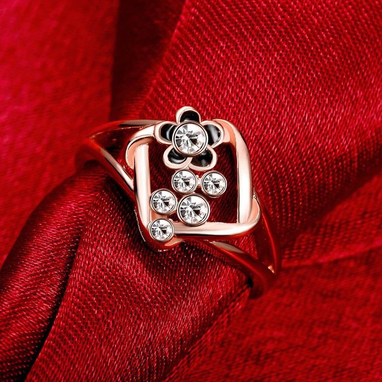 Wholesale Hot Trendy Wedding jewelry Romantic Rose Gold Geometric White Rhinestone Ring TGGPR079 4