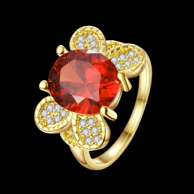 Wholesale Classic 24K Gold Insect butterfly CZ Ring Luxury big red diamond Fine Wedding Anniversary Party for Girlfriend&Wife Gift TGGPR127 0