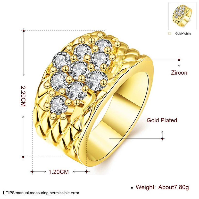 Wholesale Romantic 24K Gold Geometric White CZ Ring Luxury Full Diamond Fine Jewelry Wedding Anniversary Party for Girlfriend&Wife Gift TGGPR080 0