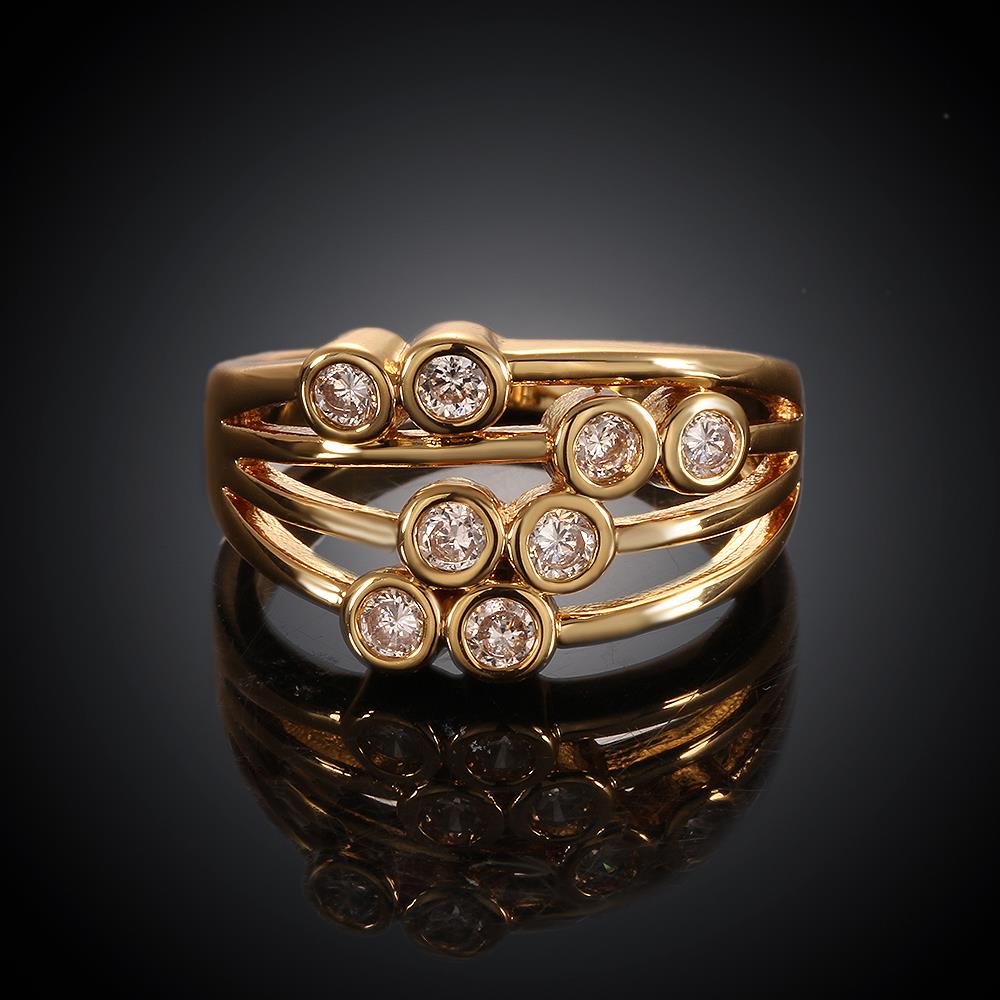 Wholesale Hot Trendy Wedding jewelry Romantic  24K Gold Round White CZ Ring TGGPR116 0
