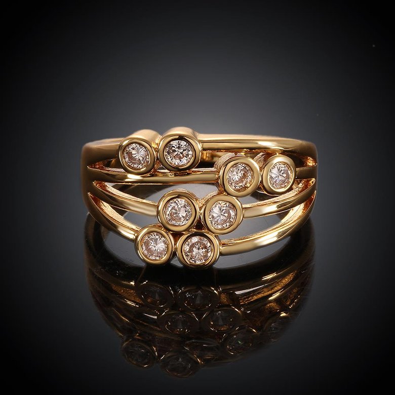 Wholesale Hot Trendy Wedding jewelry Romantic  24K Gold Round White CZ Ring TGGPR116 0