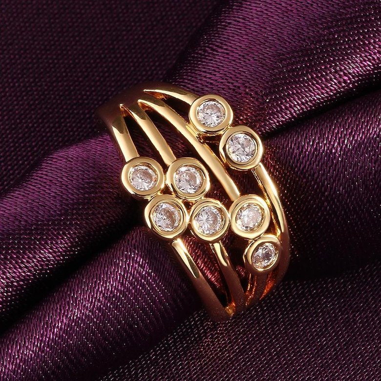 Wholesale Hot Trendy Wedding jewelry Romantic  24K Gold Round White CZ Ring TGGPR116 1