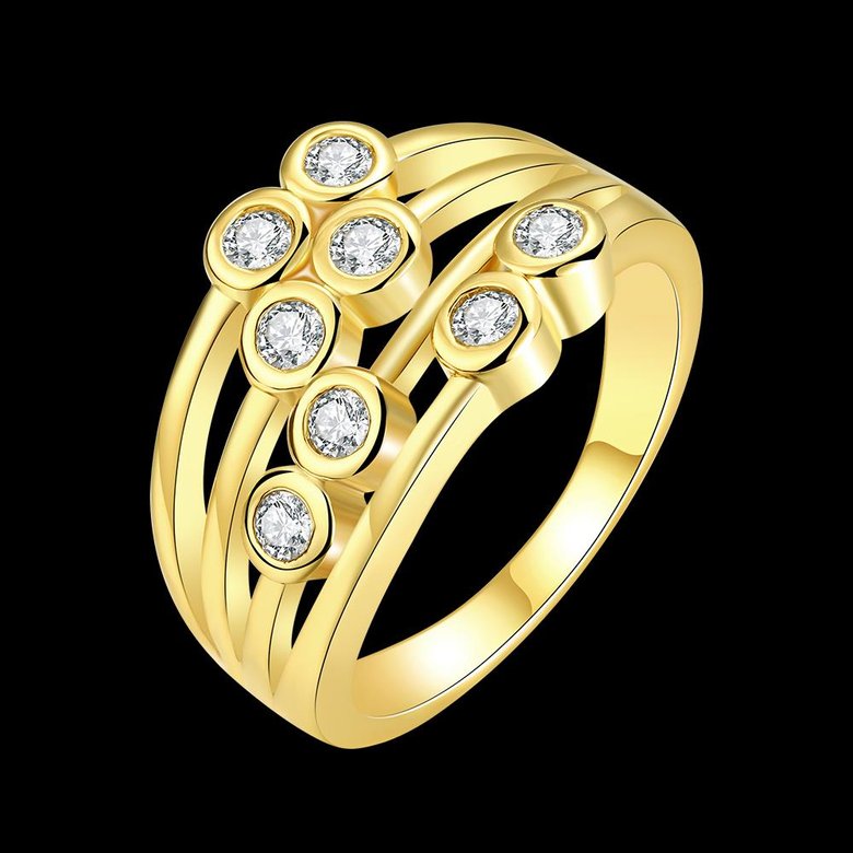 Wholesale Hot Trendy Wedding jewelry Romantic  24K Gold Round White CZ Ring TGGPR116 3