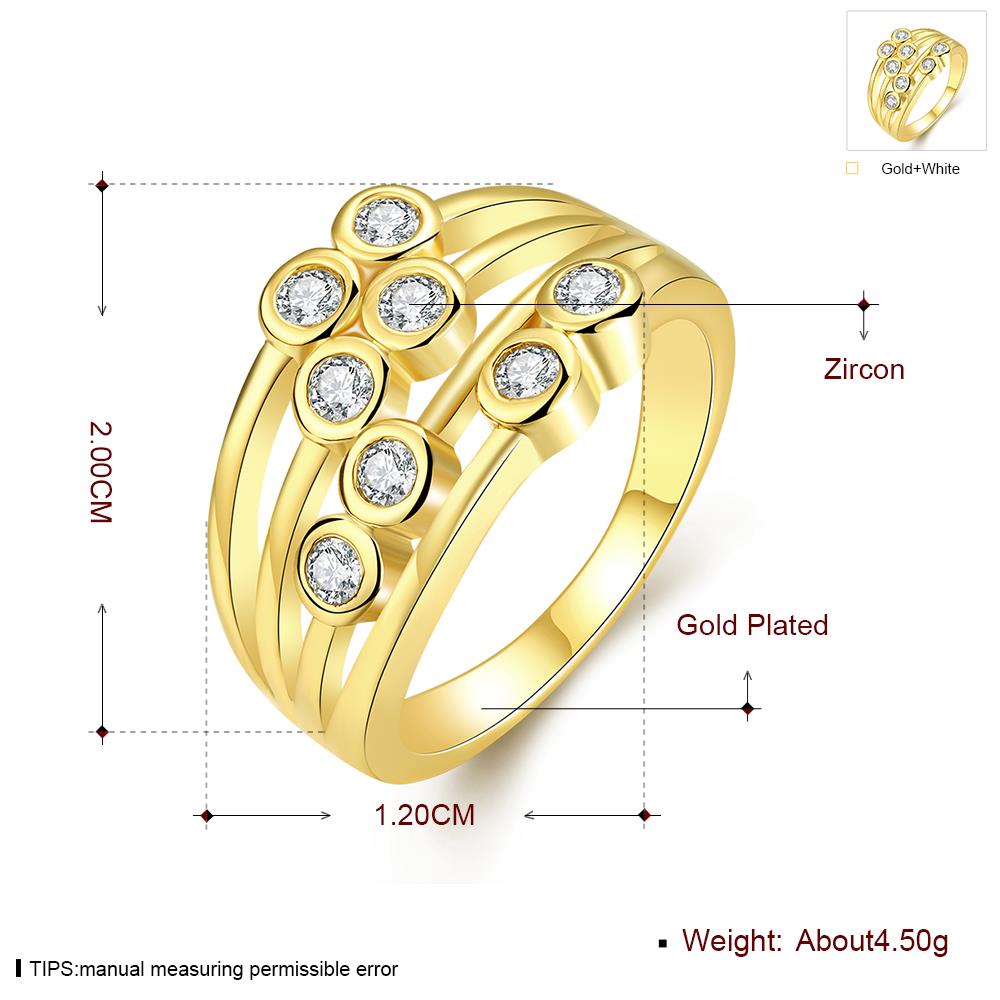 Wholesale Hot Trendy Wedding jewelry Romantic  24K Gold Round White CZ Ring TGGPR116 4