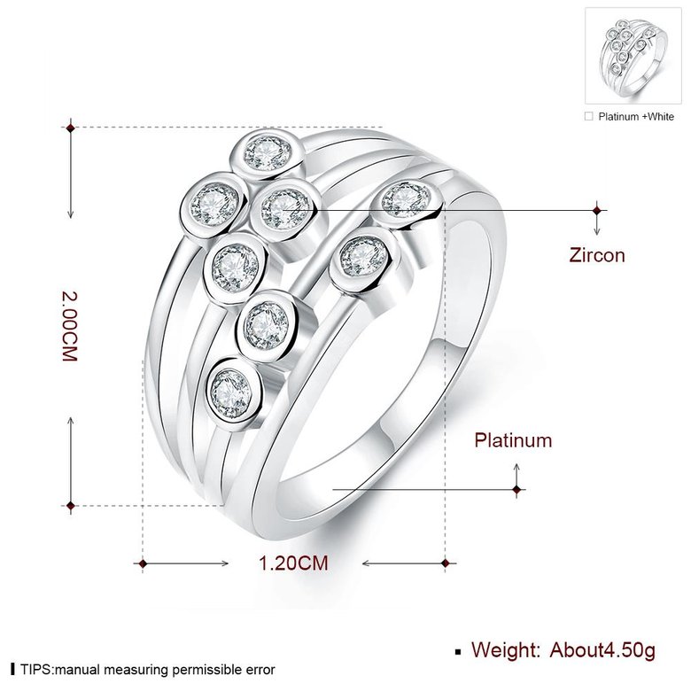 Wholesale Hot Trendy Wedding jewelry Romantic Platinum Round White CZ Ring   TGGPR128 4