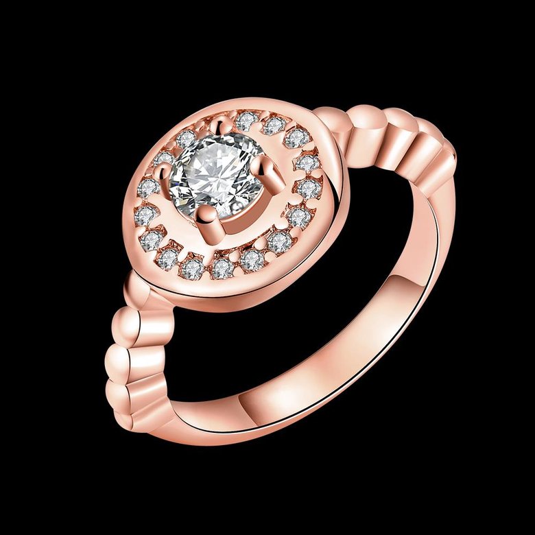 Wholesale Romantic Rose Gold Round White CZ Ring Luxury Full Diamond Fine Jewelry Wedding Anniversary Party for Girlfriend&Wife Gift TGGPR153 3