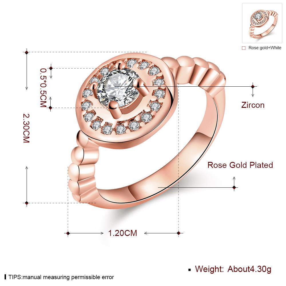Wholesale Romantic Rose Gold Round White CZ Ring Luxury Full Diamond Fine Jewelry Wedding Anniversary Party for Girlfriend&Wife Gift TGGPR153 4