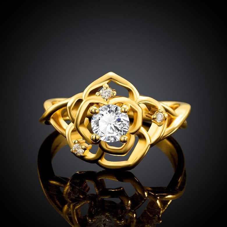 Wholesale Romantic 24K Gold Geometric White CZ Ring Luxury Diamond Fine Jewelry Wedding Anniversary Party for Girlfriend&Wife Gift TGGPR182 0