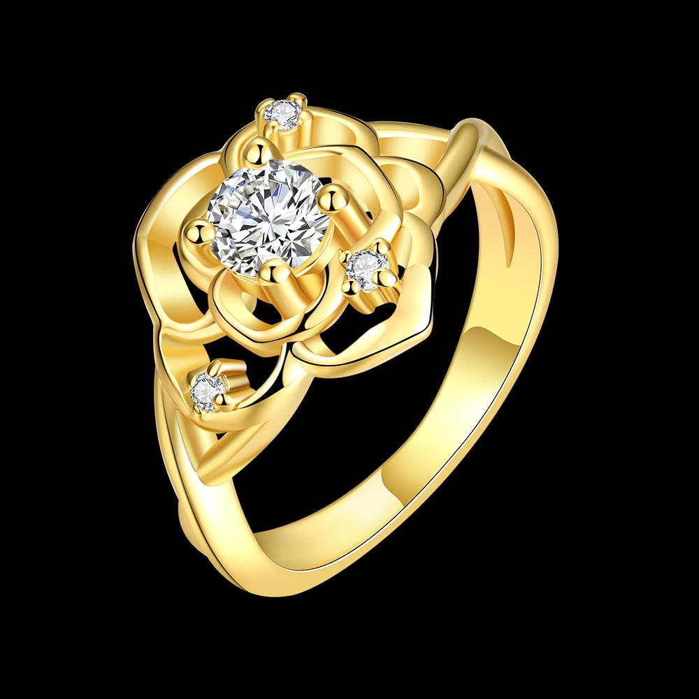 Wholesale Romantic 24K Gold Geometric White CZ Ring Luxury Diamond Fine Jewelry Wedding Anniversary Party for Girlfriend&Wife Gift TGGPR182 3