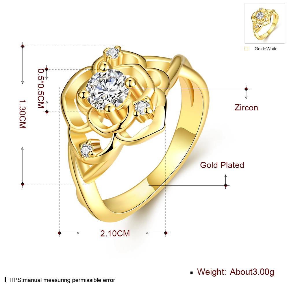 Wholesale Romantic 24K Gold Geometric White CZ Ring Luxury Diamond Fine Jewelry Wedding Anniversary Party for Girlfriend&Wife Gift TGGPR182 4