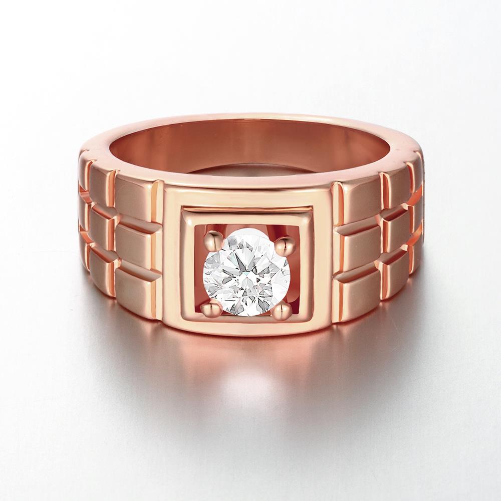 Wholesale Classic Rose Gold Geometric White CZ Ring  for Women Vintage Bridal Round Engagement Ring TGGPR027 0