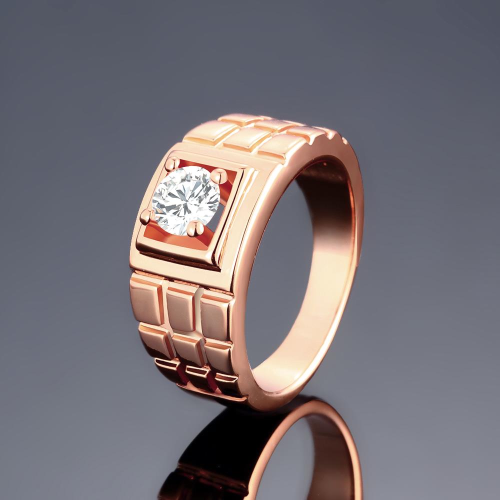 Wholesale Classic Rose Gold Geometric White CZ Ring  for Women Vintage Bridal Round Engagement Ring TGGPR027 1