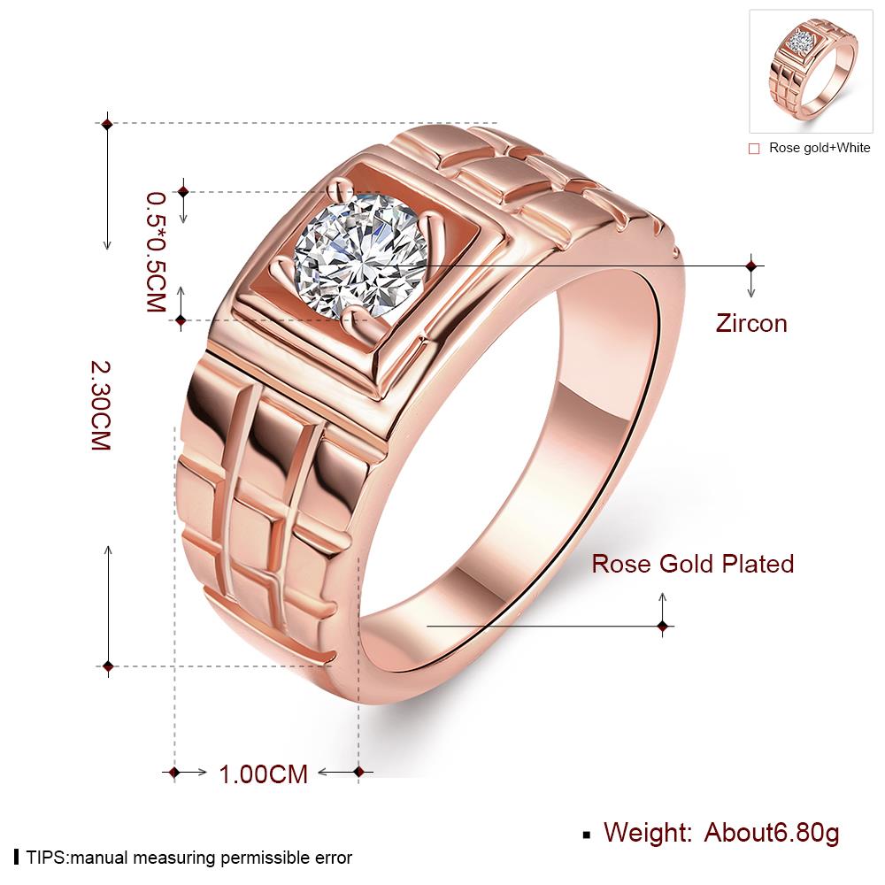 Wholesale Classic Rose Gold Geometric White CZ Ring  for Women Vintage Bridal Round Engagement Ring TGGPR027 2