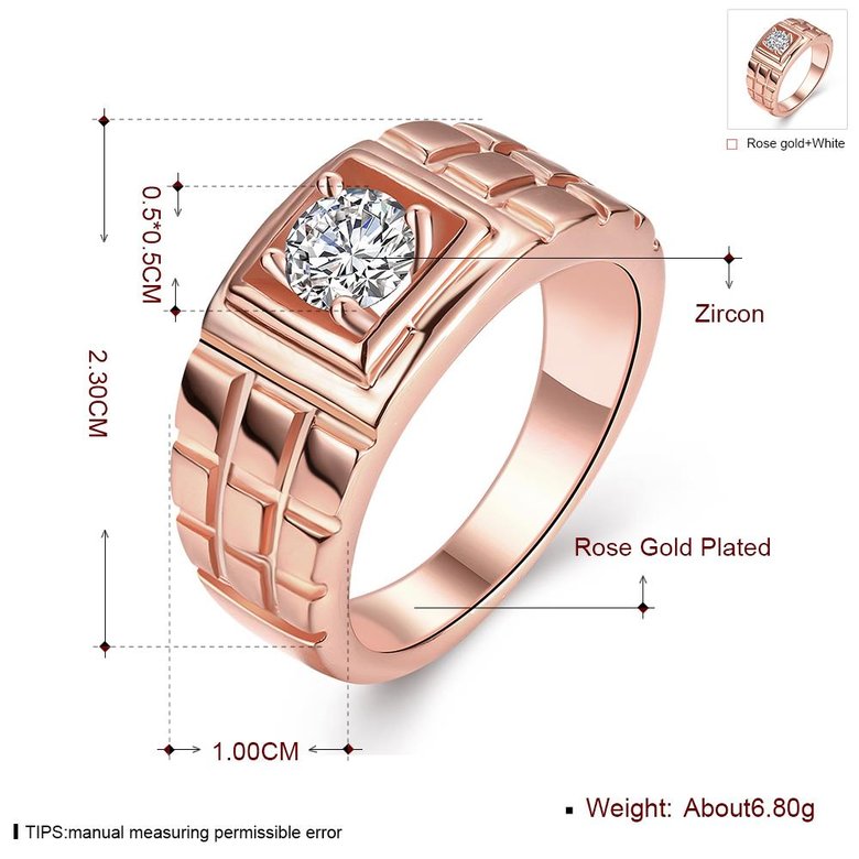 Wholesale Classic Rose Gold Geometric White CZ Ring  for Women Vintage Bridal Round Engagement Ring TGGPR027 2