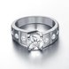 Wholesale Classic Platinum Geometric White CZ Ring for Women Vintage Bridal Round Engagement Ring TGGPR053 0 small