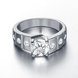 Wholesale Classic Platinum Geometric White CZ Ring for Women Vintage Bridal Round Engagement Ring TGGPR053 0 small