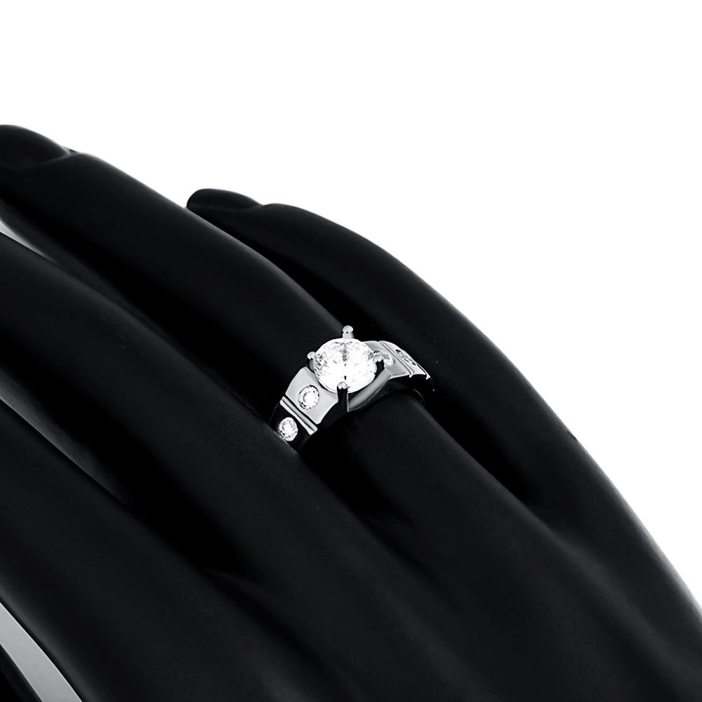 Wholesale Classic Platinum Geometric White CZ Ring for Women Vintage Bridal Round Engagement Ring TGGPR053 3