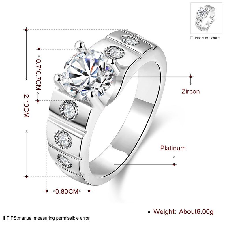 Wholesale Classic Platinum Geometric White CZ Ring for Women Vintage Bridal Round Engagement Ring TGGPR053 4