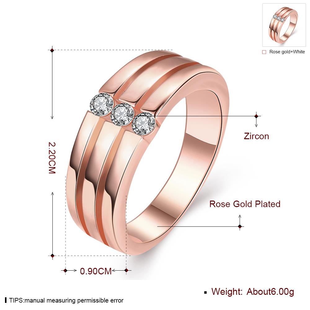Wholesale Classic Rose Gold Geometric White CZ Ring Engagement Ring For Women Gift TGGPR067 4