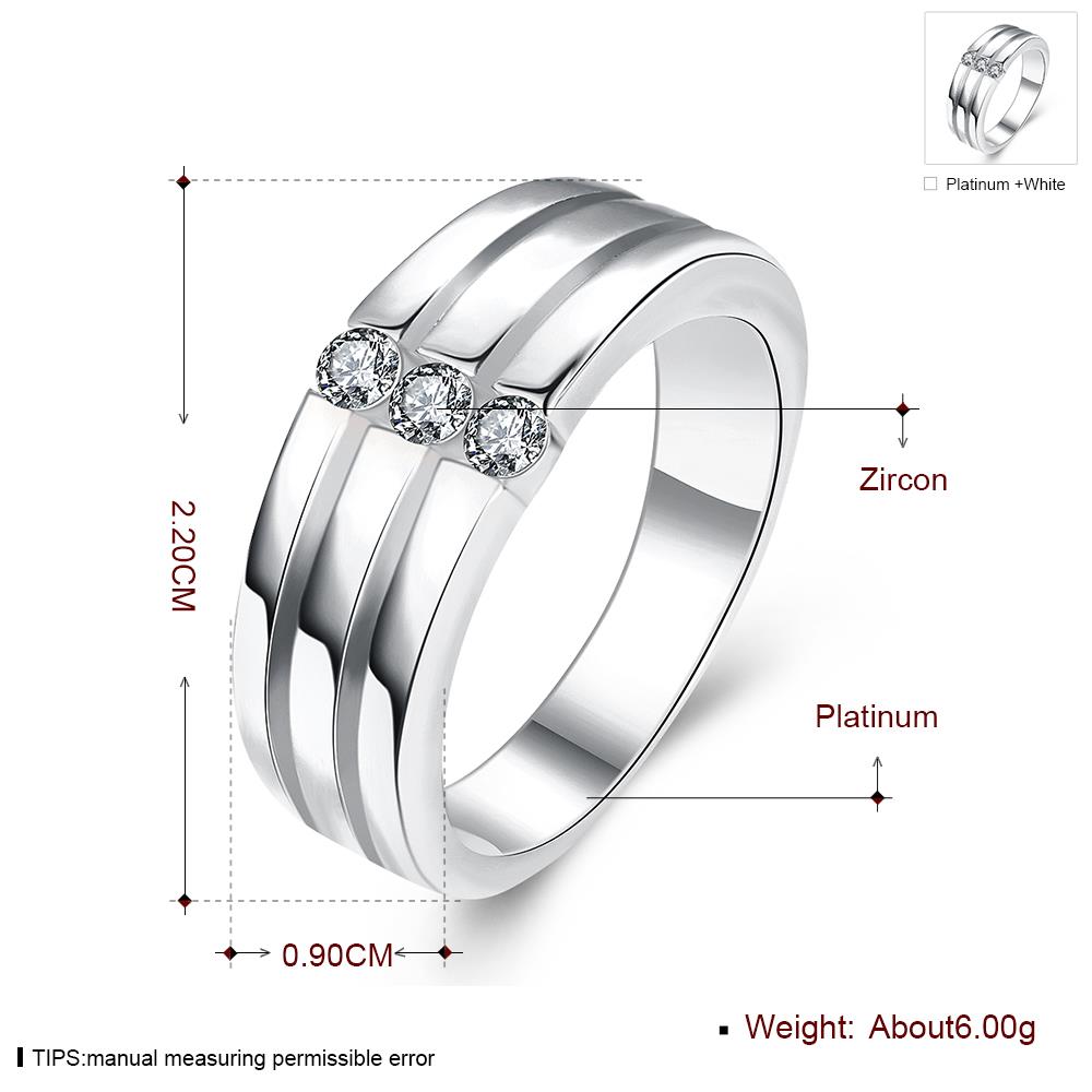 Wholesale Classic Platinum Geometric White CZ Ring for birthday and Engagement Ring For Women Gift TGGPR074 4