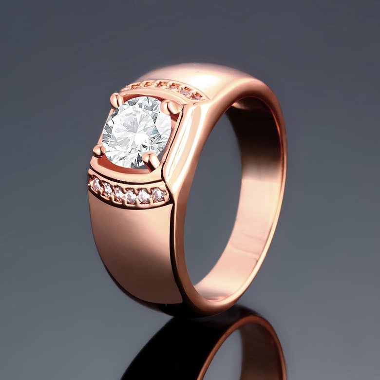 Wholesale Wedding Jewelry For Man and Women Classic Rose Gold Geometric White CZ Ring TGGPR088 0