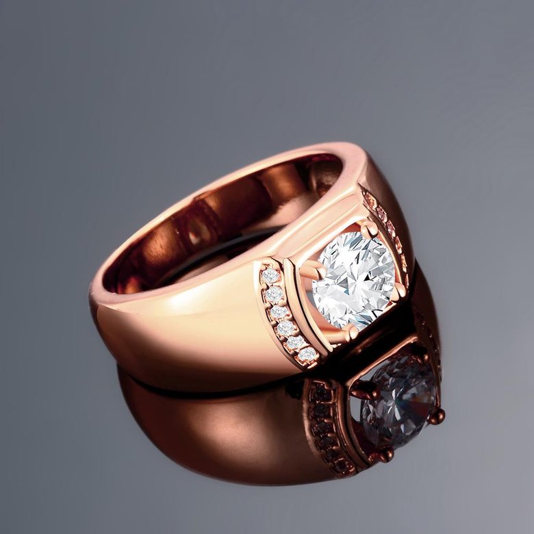 Wholesale Wedding Jewelry For Man and Women Classic Rose Gold Geometric White CZ Ring TGGPR088 1