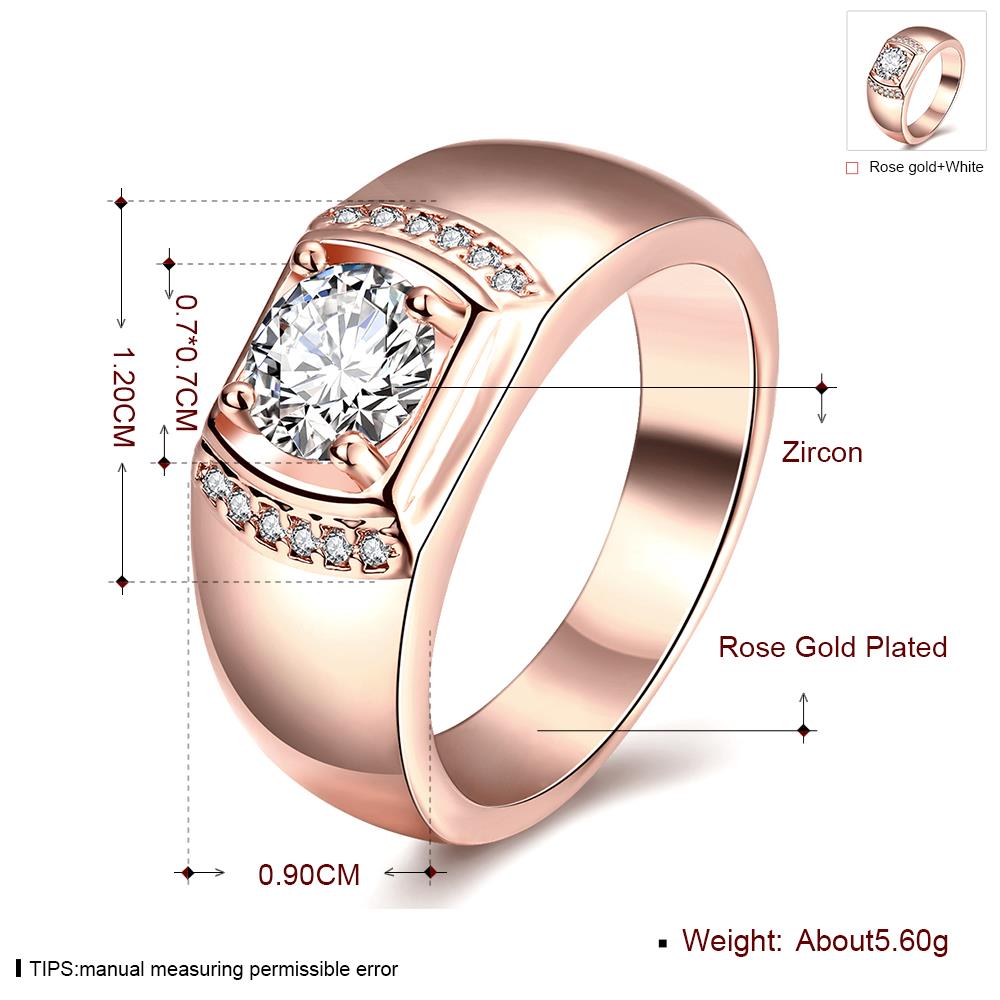 Wholesale Wedding Jewelry For Man and Women Classic Rose Gold Geometric White CZ Ring TGGPR088 3